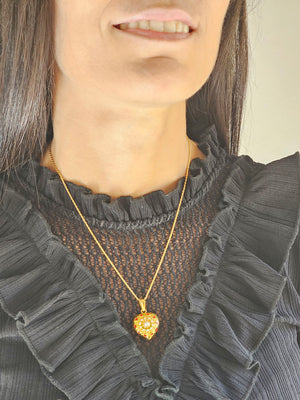 Conjunto Coração Esmaltado - Pendente e Brincos