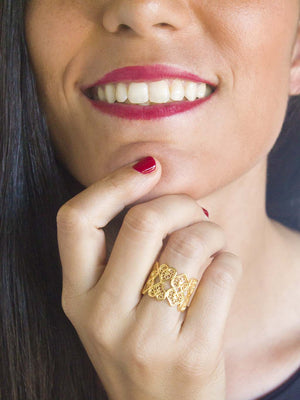 Corações Invertidos - Anel ajustável em filigrana (4908755615803)