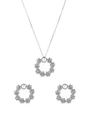 Conjunto Flores e Pérola - Colar e Brincos (5943551295638)