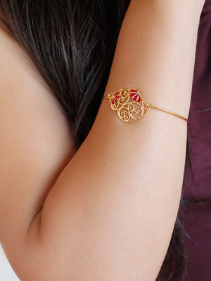 Pulseira com esmalte vermelho em filigrana (9509587921)