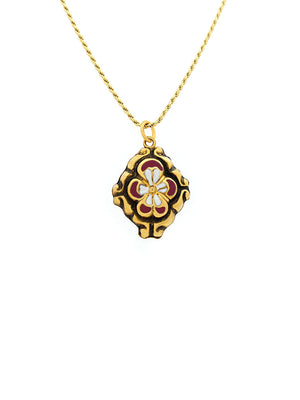 Conjunto Barroco Flor Esmalte (Tamanho S) - Pendente e Brincos