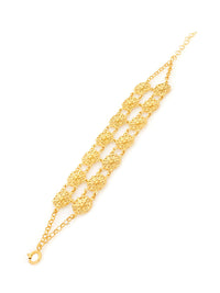 Pulseira Dupla com Flores – Prata Dourada