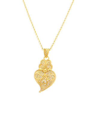 Medalha Coração Tradição 3cm em Prata/Ouro