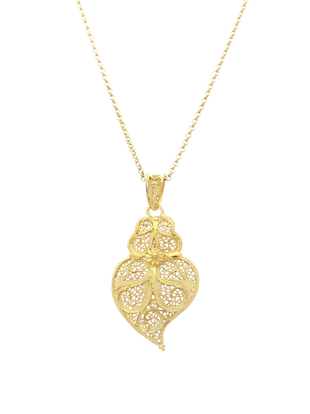 Medalha Coração Tradição 3.5cm em Prata/Ouro