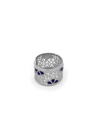 Aliança Rendilhada Flores Esmalte – Prata