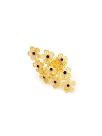 Anel Flores Esmalte – Prata Dourada