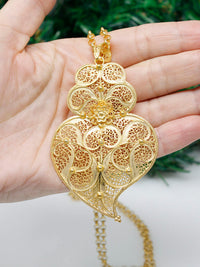 Medalha Coração Tradição 8cm em Prata/Ouro – Ouro 9k / Ouro 19k