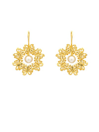 Brincos Flores com Pérola – Prata Dourada / Ouro 9k / Ouro 19k