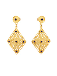 Brincos Losango Esmalte – Prata Dourada