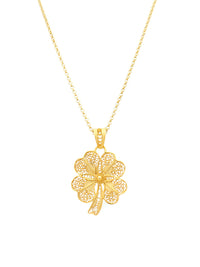 Medalha Trevo 4 Folhas – Prata Dourada