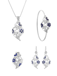 Conjunto Seletiva - Pendente, Brincos, Anel e Pulseira – Prata