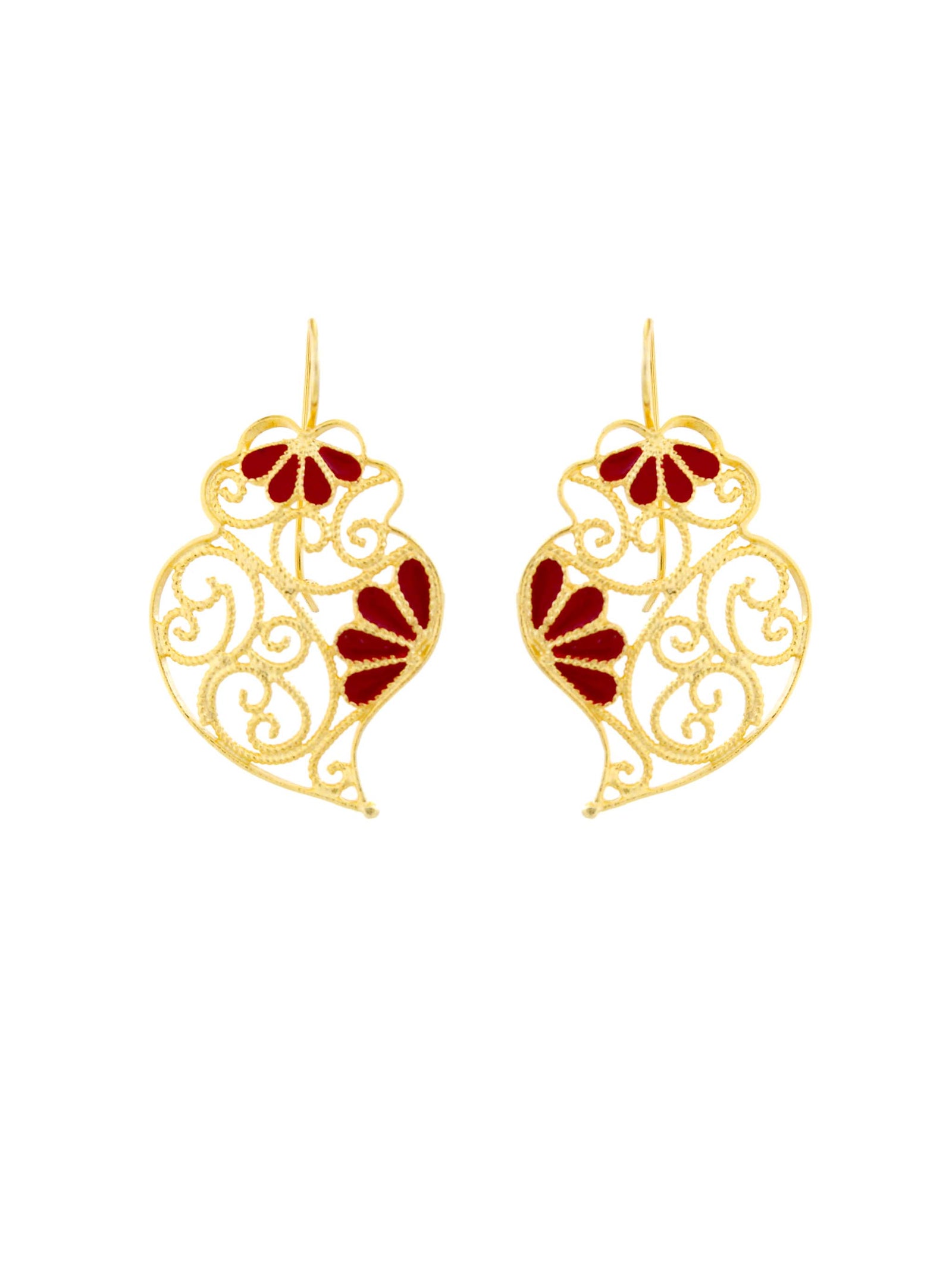 Simplista III - Brincos coração de viana com esmalte vermelho (9509588817)