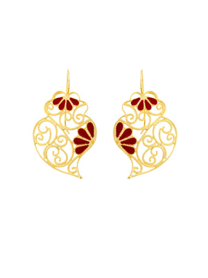 Simplista III - Brincos coração de viana com esmalte vermelho (9509588817)