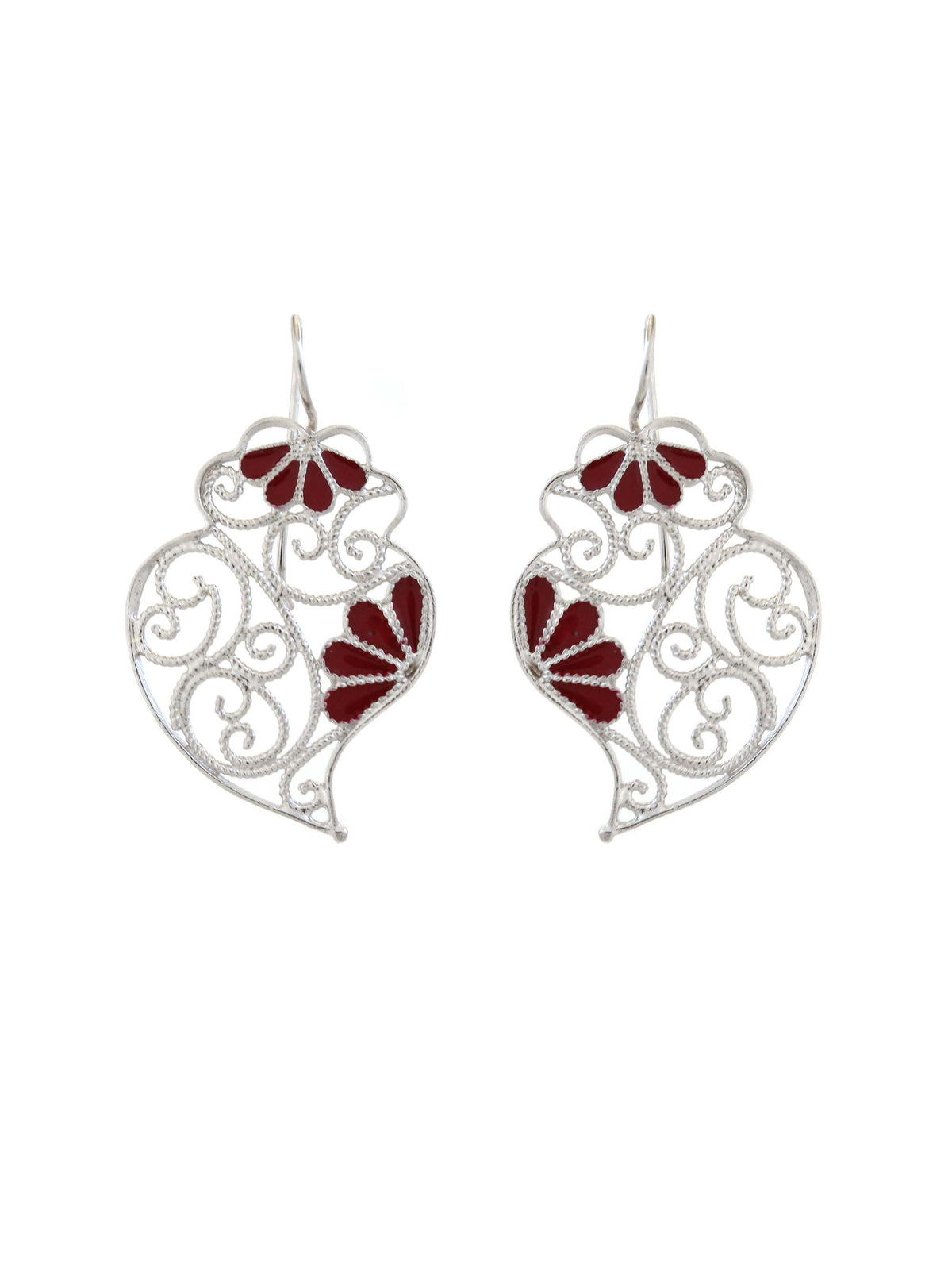 Simplista III - Brincos coração de viana com esmalte vermelho (9509588817)