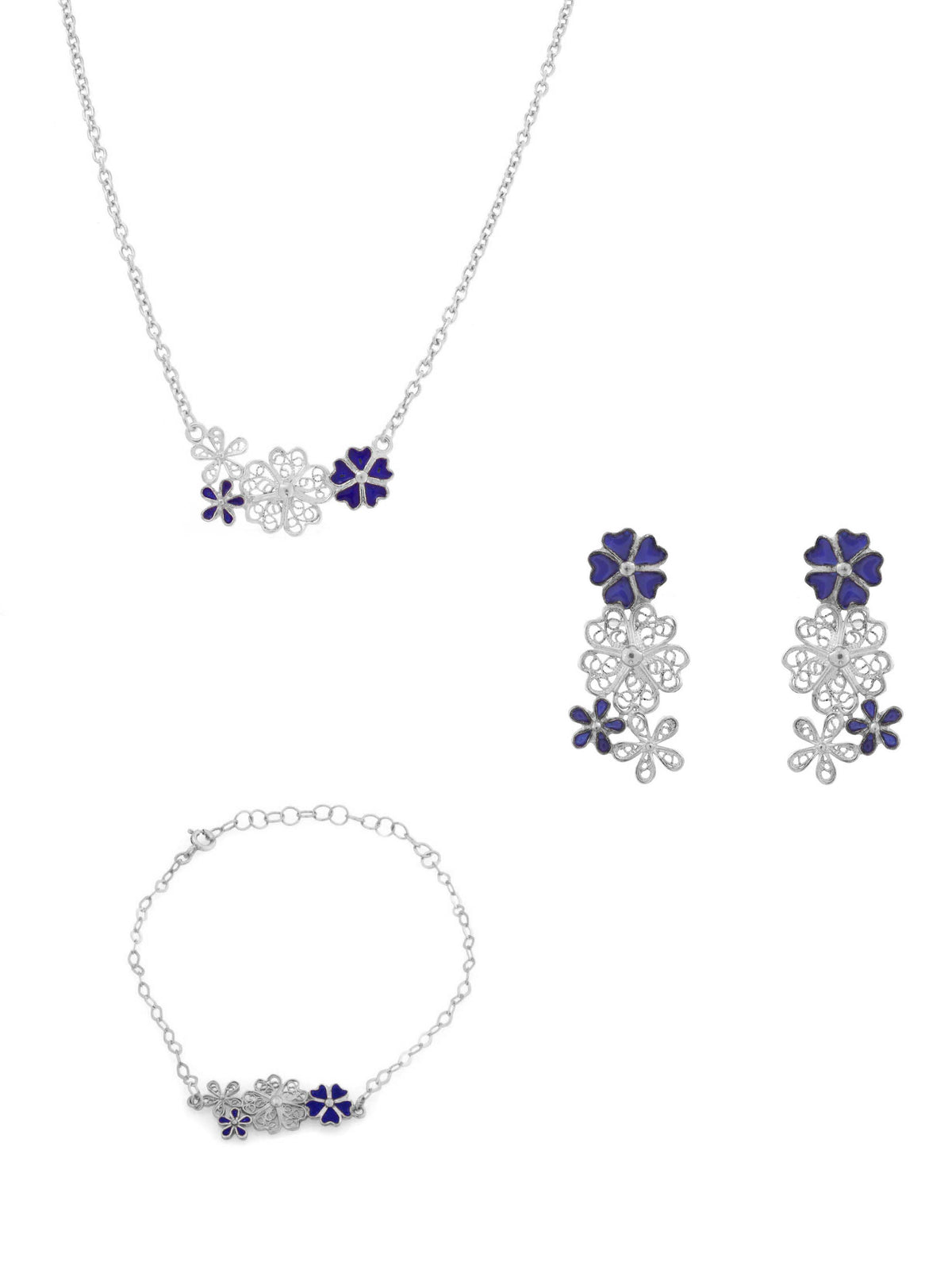 Conjunto Flor de Liz - Colar, Brincos e Pulseira (4336586096699)