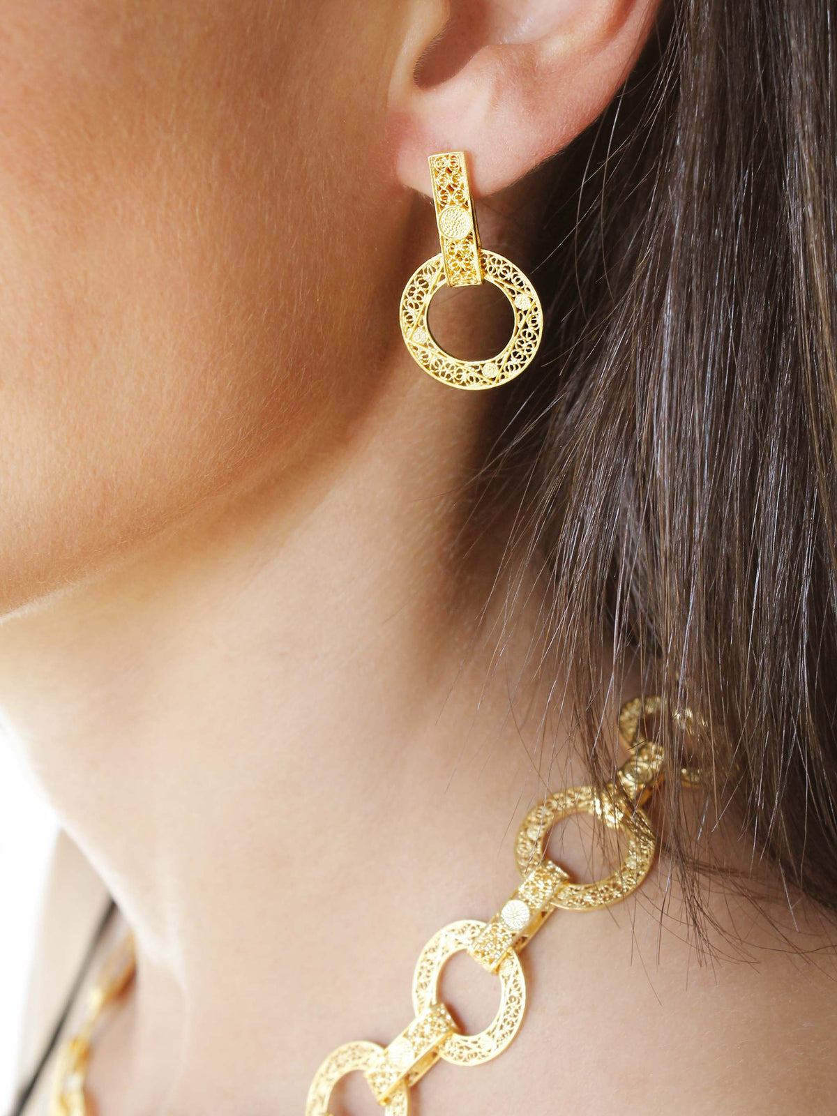 Conjunto Moderna - Colar, Brincos e Pulseira (4332496126011)