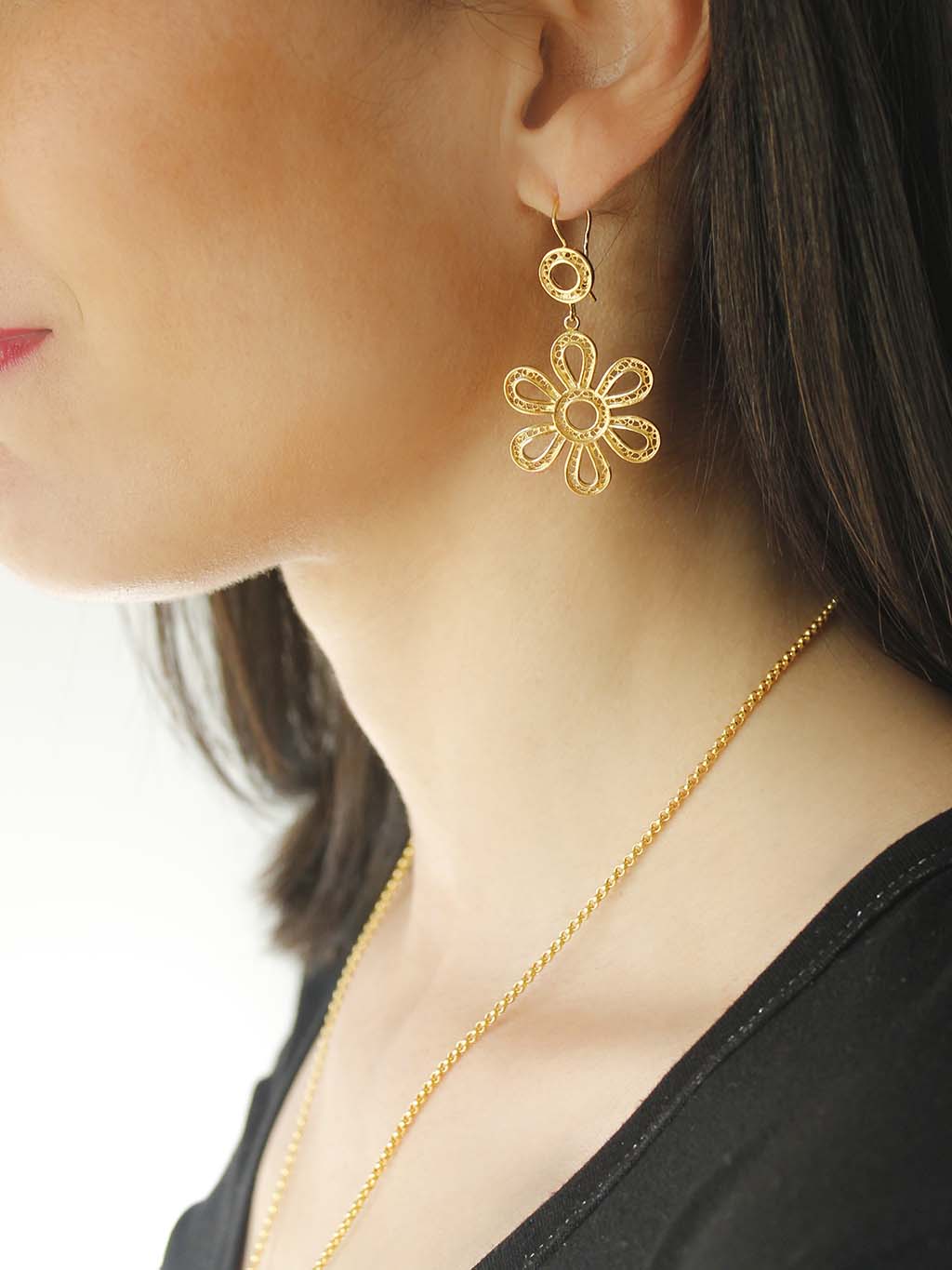 Brincos Flor Círculos em Filigrana (5427369541782)