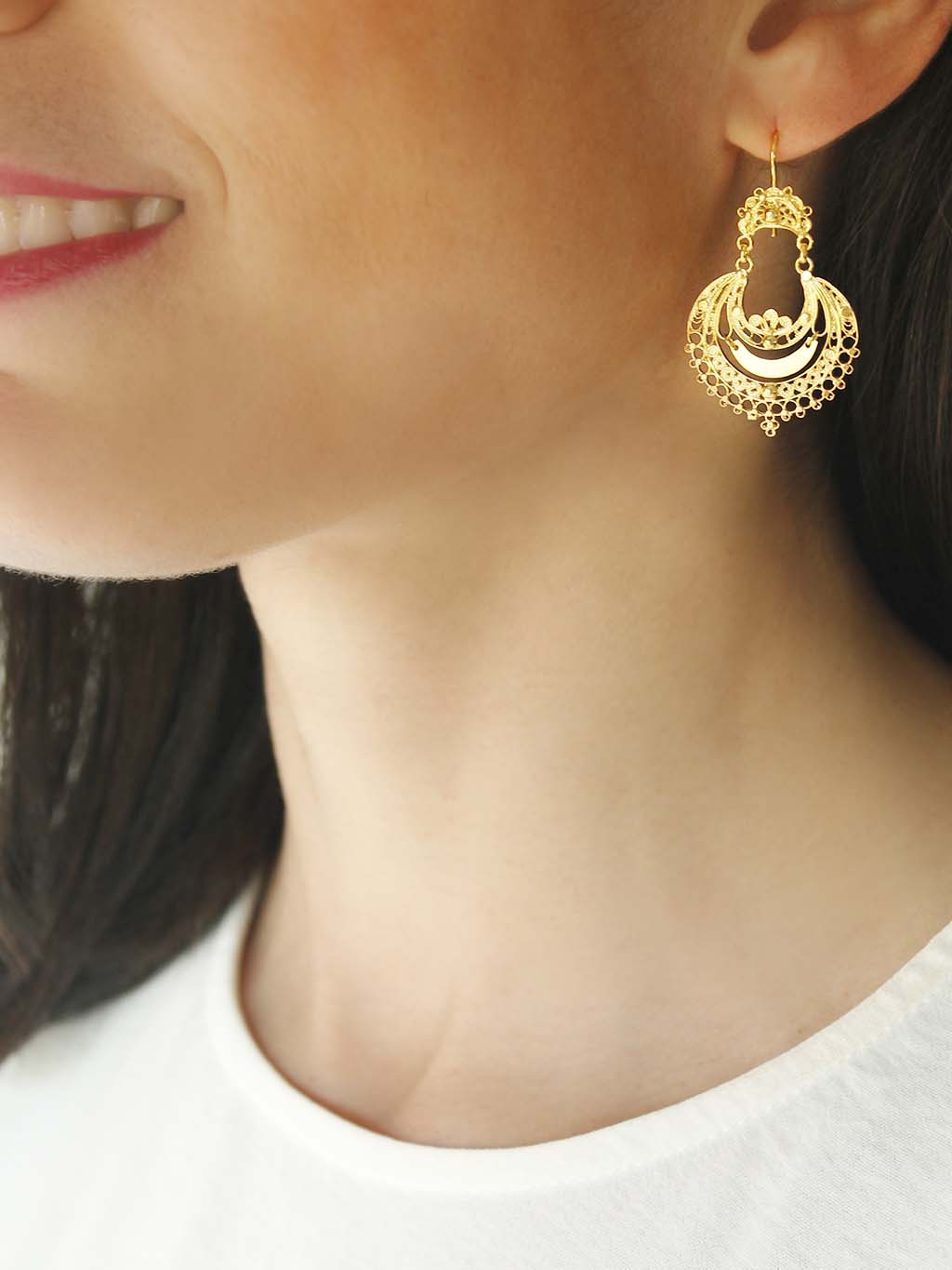 Brincos Arrecadas (Tamanho M) - Brincos em filigrana (4493278838843)