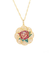 Medalha Rosa com Esmalte – Prata Dourada