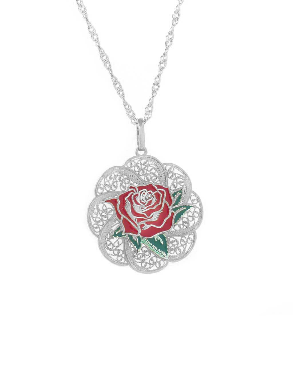 Medalha Rosa com Esmalte – Prata