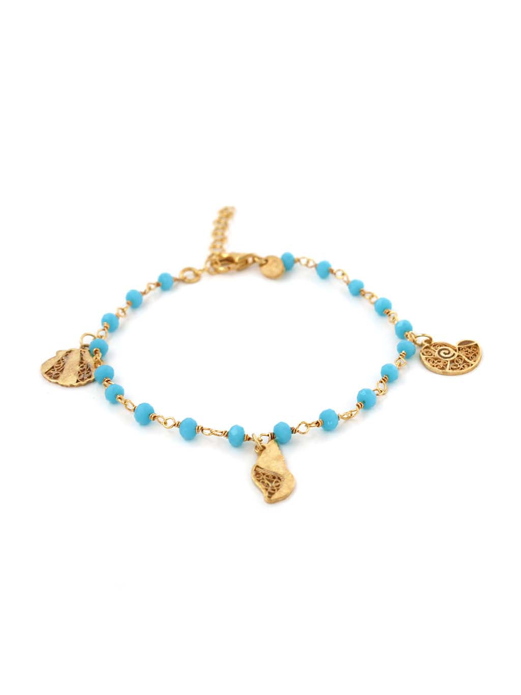 Pulseira Maresia em filigrana com pedras Azul Celeste (5567787303062)