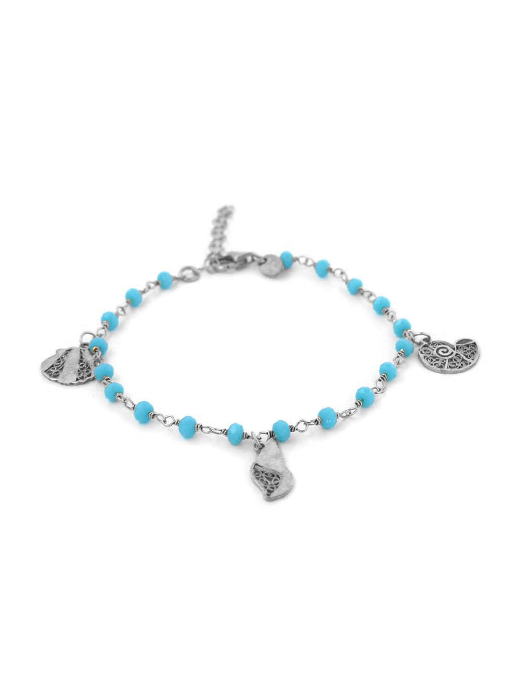 Pulseira Maresia em filigrana com pedras Azul Celeste (5567787303062)