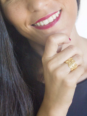 Peças Redondas - Anel ajustável em filigrana (4908743458875)