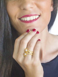 Anel Espiral Pérolas – Ouro 9k / Ouro 19k