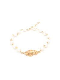 Pulseira Coração e Pérolas – Prata Dourada / Ouro 9k / Ouro 19k