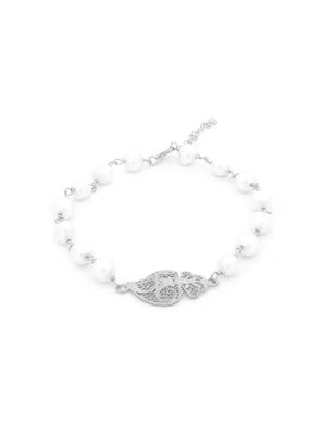 Pulseira Coração e Pérolas (5879946707094)