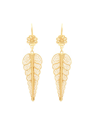 Brincos Folha com Flor (5878977331350)