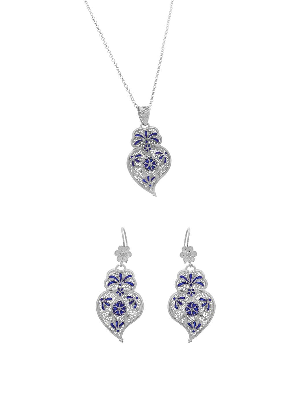 Conjunto Coração Esmaltado - Pendente e Brincos (5943672668310)