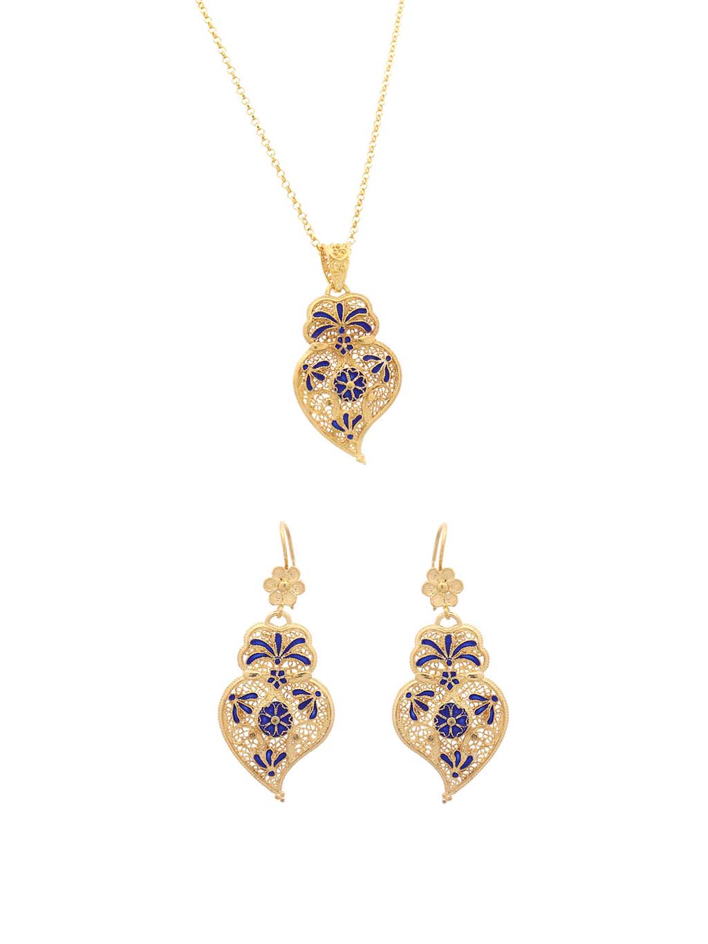 Conjunto Coração Esmaltado - Pendente e Brincos (5943672668310)