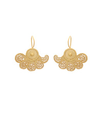 Brincos Meia Flor Folhas – Prata Dourada / Ouro 9k / Ouro 19k