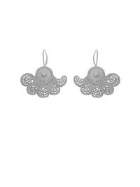 Brincos Meia Flor Folhas – Prata