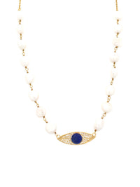 Colar Protetor com pedra Lapis Lazuli (olho turco) – Prata Dourada