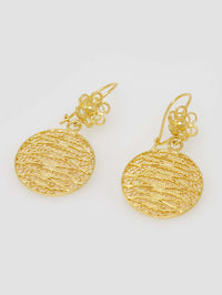 Brincos Redondos Filigrana com Flor – Ouro 9k / Ouro 19k
