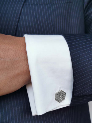 Botões de Punho Hexagonais em Filigrana