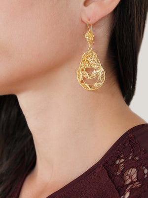 brincos redondos em filigrana em ouro (10017330641)