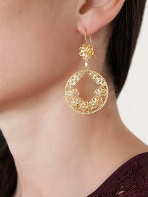 brincos redondos em filigrana em ouro (10017330449)