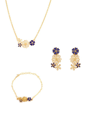 Conjunto Flor de Liz - Colar, Brincos e Pulseira (4336586096699)